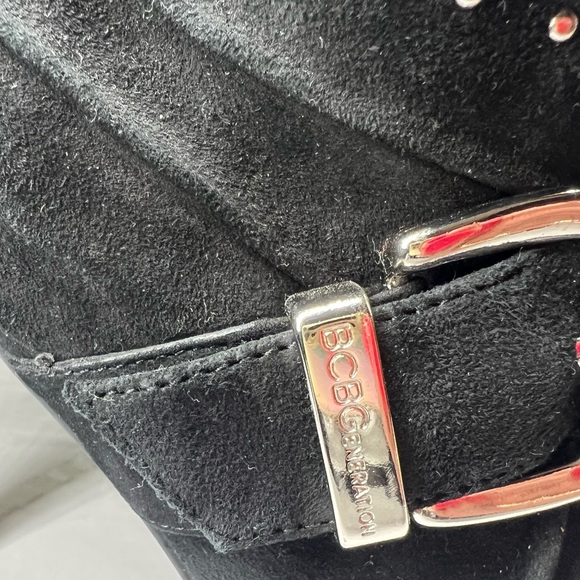 BCBGeneration black suede leather studded stiletto booties black party going out - Picture 9 of 13